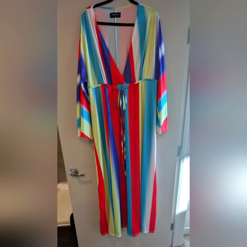 Rebdolls Colorful V Neck Maxi Dress 2X